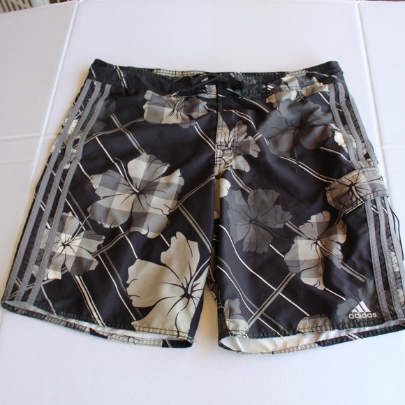 adidas mens floral swim shorts